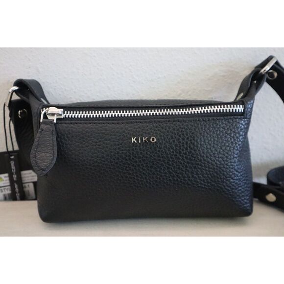 KIKO 744-1 Black Pebbled Genuine Leather Simple Crossbody Purse Handbag - Picture 9 of 9